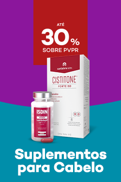 Supelementos para cabelo com destaque promocional de at&eacute; 30% sobre pre&ccedil;o de Venda ao P&uacute;blico Recomendado